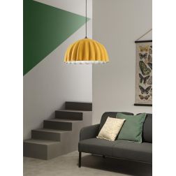 MIDI SOSPENSIONE A CUPOLA IN FELTRO GRIGIO, KAKY E GIALLO D53 CM LAMPADINA ATTACCO E27 MODERNA 2
