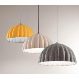 MIDI SOSPENSIONE A CUPOLA IN FELTRO GRIGIO, KAKY E GIALLO D53 CM LAMPADINA ATTACCO E27 MODERNA
