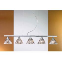 DOMUS SP5 SOSPENSIONE CON 5 LUCI IN METALLO CROMO E VETRO TRASPARENTE ATTACCO G9 Illuminando - Cristalensi Shop Online