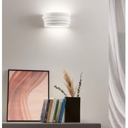 FLOW  APPLIQUE IN GESSO VERNICIABILE BIEMISSIONE DI LUCE LAMPADINA ATTACCO E27 DESIGN MODERNO