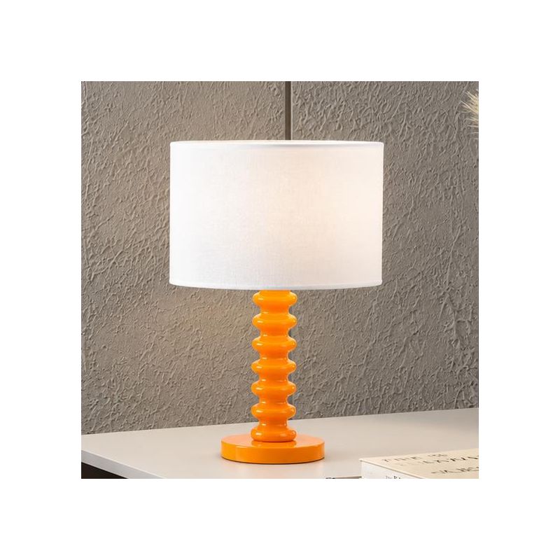 SULTAN LAMPADA DA TAVOLO CON BASE IN METALLO 5 COLORI E PARALUME TESSUTO BIANCO LAMPADINA ATTACCO E27