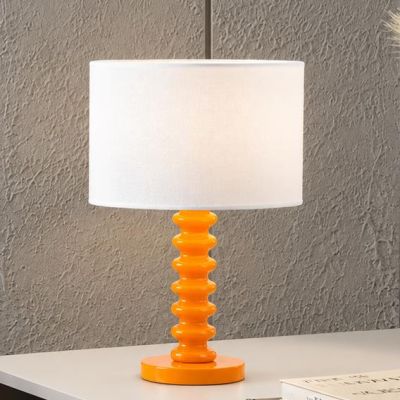 SULTAN LAMPADA DA TAVOLO CON BASE IN METALLO 5 COLORI E PARALUME TESSUTO BIANCO LAMPADINA ATTACCO E27