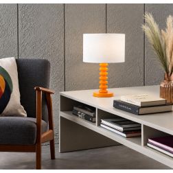 SULTAN LAMPADA DA TAVOLO CON BASE IN METALLO 5 COLORI E PARALUME TESSUTO BIANCO LAMPADINA ATTACCO E27 2