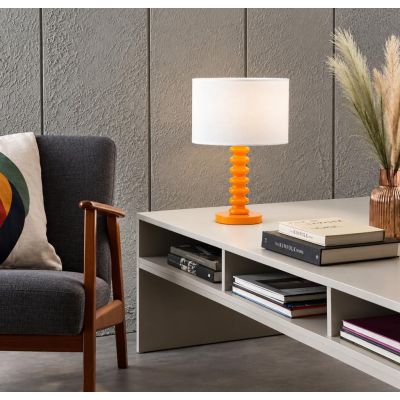 SULTAN LAMPADA DA TAVOLO CON BASE IN METALLO 5 COLORI E PARALUME TESSUTO BIANCO LAMPADINA ATTACCO E27