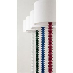 PIANTANA CON STRUTTURA IN METALLO 5 COLORI E PARALUME TESSUTO BIANCO LAMPADINA ATTACCO E27 MODERNA
