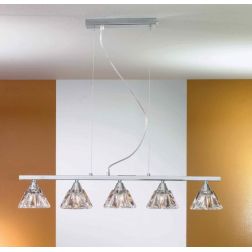 DOMUS SP5 SOSPENSIONE CON 5 LUCI IN METALLO CROMO E VETRO TRASPARENTE ATTACCO G9 Illuminando - Cristalensi Shop Online 2