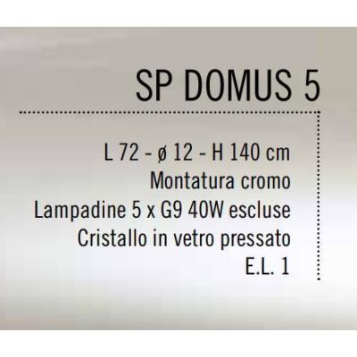 DOMUS SP5 SOSPENSIONE CON 5 LUCI IN METALLO CROMO E VETRO TRASPARENTE ATTACCO G9 Illuminando - Cristalensi Shop Online