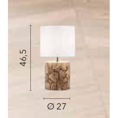 XYLO LAMPADA DA TAVOLO CON TRONCO IN LEGNO E PARALUME IN TESSUTO BIANCO LAMPADINA ATTACCO E27 MODERNA