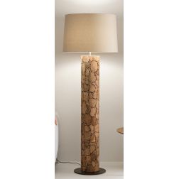 LAMPADA DA TERRA H170 CM CON TRONCO IN LEGNO E PARALUME IN TESSUTO LAMPADINA ATTACCO E27 MODERNA 2