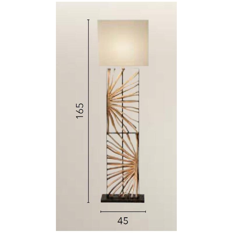 ETHEREAL PIANTANA H165 CM NERA CON RAMI IN LEGNO E PARALUME IN TESSUTO LAMPADINA ATTACCO E27 MODERNA