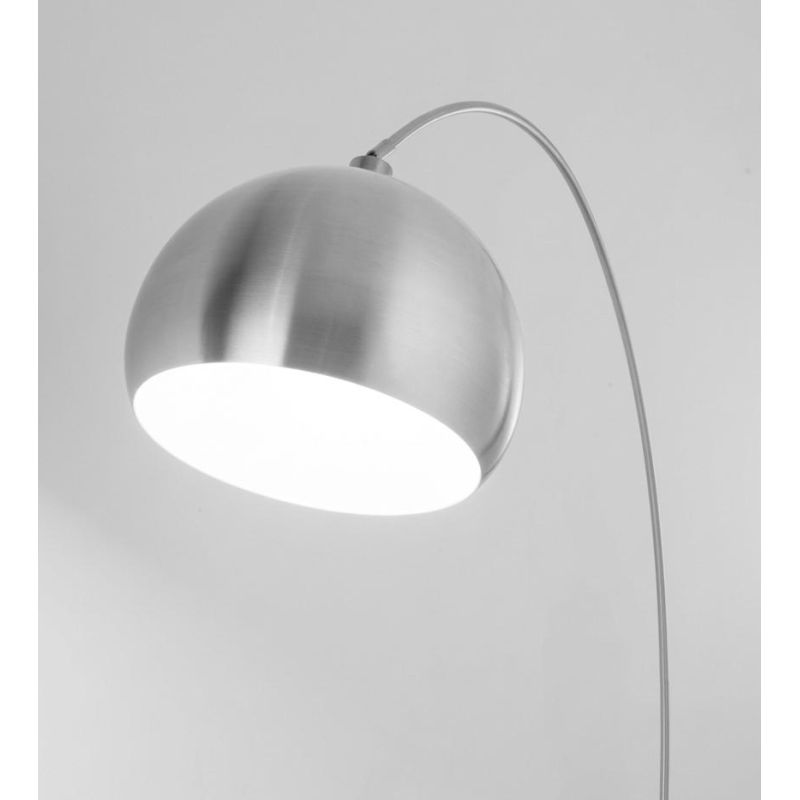 PIANTANA AD ARCO CON BASE IN MARMO BIANCO E PARALUME BIANCO O ALLUMINIO  LAMPADINA ATTACCO E27 MODERNA