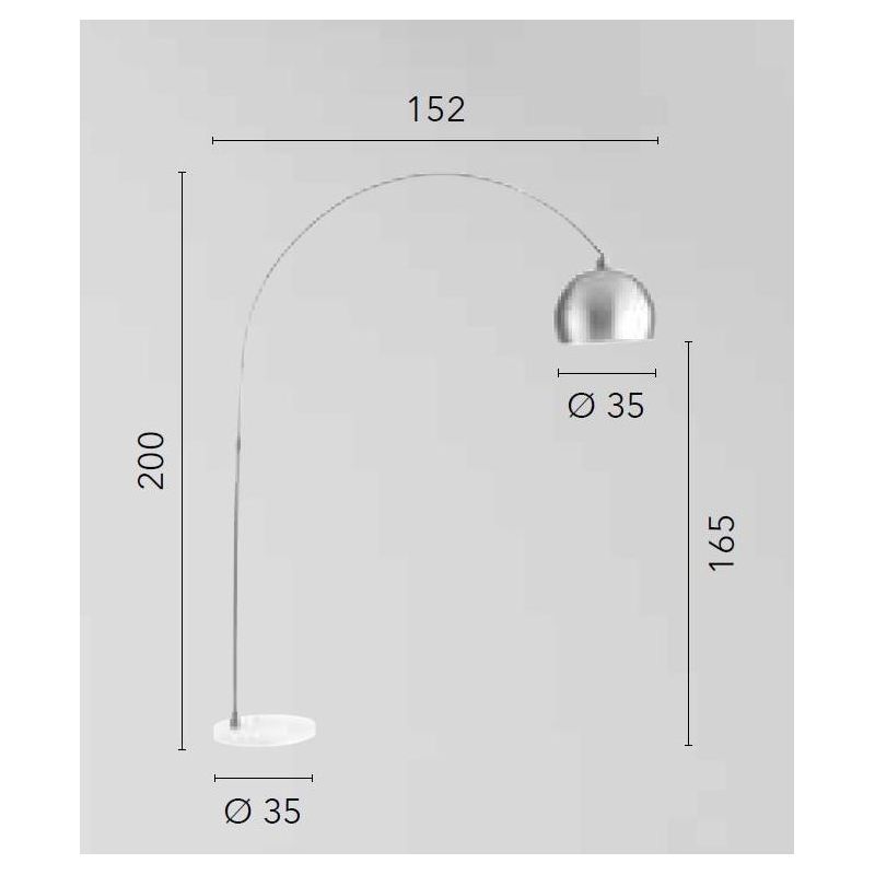 PIANTANA AD ARCO CON BASE IN MARMO BIANCO E PARALUME BIANCO O ALLUMINIO  LAMPADINA ATTACCO E27 MODERNA