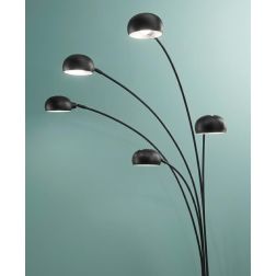 PIANTANA NERA O BIANCA CON BASE IN MARMO E 5 DIFFUSORI ORIENTABILI CON LAMPADINE ATTACCO E14 MODERNA 2