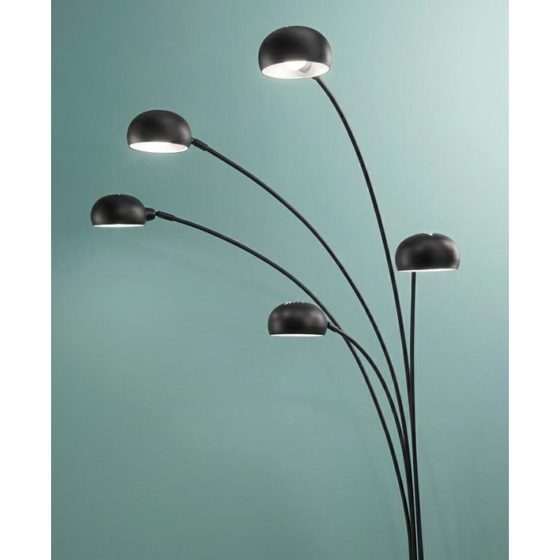 PIANTANA NERA O BIANCA CON BASE IN MARMO E 5 DIFFUSORI ORIENTABILI CON LAMPADINE ATTACCO E14 MODERNA