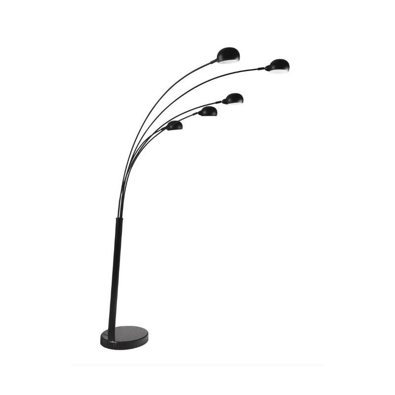 PIANTANA NERA O BIANCA CON BASE IN MARMO E 5 DIFFUSORI ORIENTABILI CON LAMPADINE ATTACCO E14 MODERNA