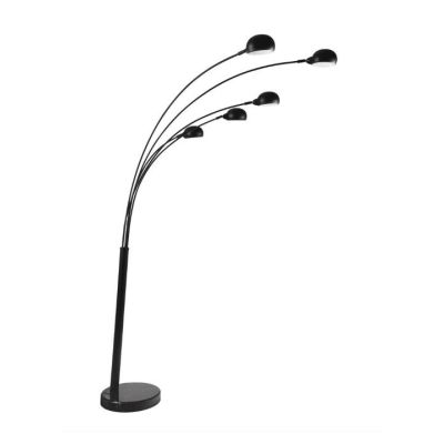 PIANTANA NERA O BIANCA CON BASE IN MARMO E 5 DIFFUSORI ORIENTABILI CON LAMPADINE ATTACCO E14 MODERNA