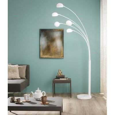 PIANTANA NERA O BIANCA CON BASE IN MARMO E 5 DIFFUSORI ORIENTABILI CON LAMPADINE ATTACCO E14 MODERNA