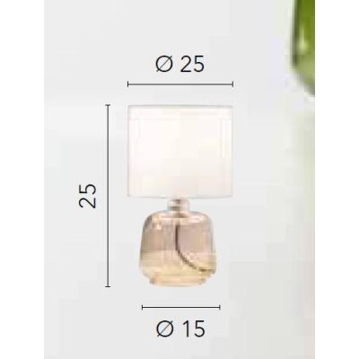 LUMETTO H25 CM CON BASE IN VETRO 4 COLORI E PARALUME IN TESSUTO MODERNO LAMPADINA ATTACCO E14
