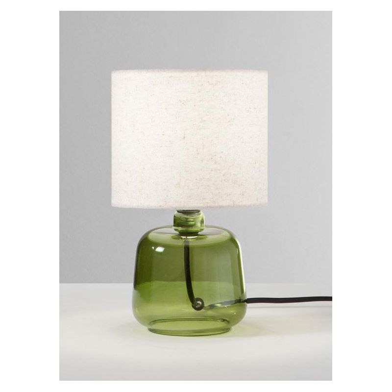 LUMETTO H25 CM CON BASE IN VETRO 4 COLORI E PARALUME IN TESSUTO MODERNO LAMPADINA ATTACCO E14