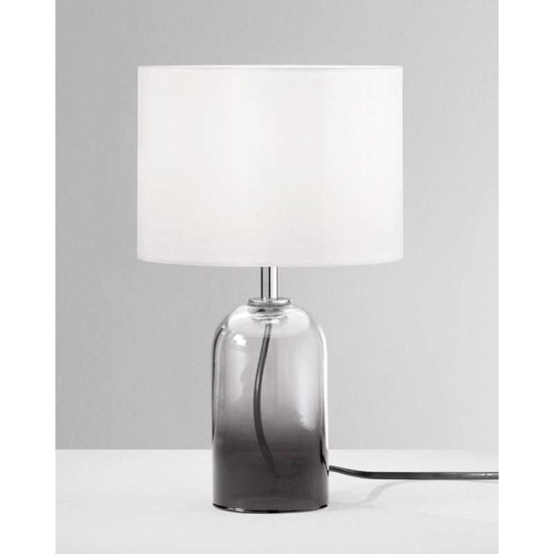 LUMETTO H30 CM CON BASE IN VETRO COLORATO SFUMATO 3 FINITURE E PARALUME IN TESSUTO LAMPADINA ATTACCO E14
