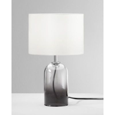 LUMETTO H30 CM CON BASE IN VETRO COLORATO SFUMATO 3 FINITURE E PARALUME IN TESSUTO LAMPADINA ATTACCO E14