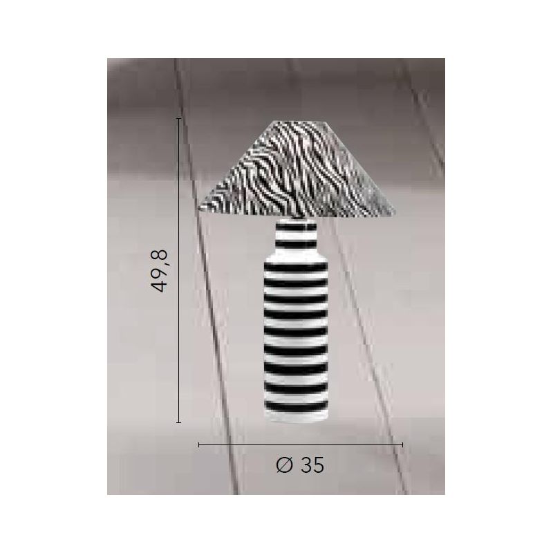 LAMPADA DA TAVOLO IN CERAMICA CON DECORO ZEBRATO H50 CM MODERNA LAMPADINA ATTACCO E14