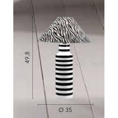 LAMPADA DA TAVOLO IN CERAMICA CON DECORO ZEBRATO H50 CM MODERNA LAMPADINA ATTACCO E14