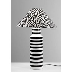 LAMPADA DA TAVOLO IN CERAMICA CON DECORO ZEBRATO H50 CM MODERNA LAMPADINA ATTACCO E14