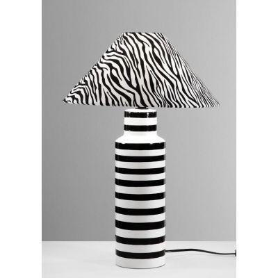 LAMPADA DA TAVOLO IN CERAMICA CON DECORO ZEBRATO H50 CM MODERNA LAMPADINA ATTACCO E14