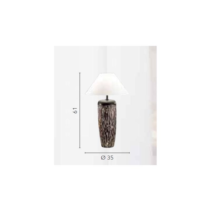 SAVANA LAMPADA DA TAVOLO IN CERAMICA CON DECORO ETNICO H60 CM MODERNA LAMPADINA ATTACCO E27