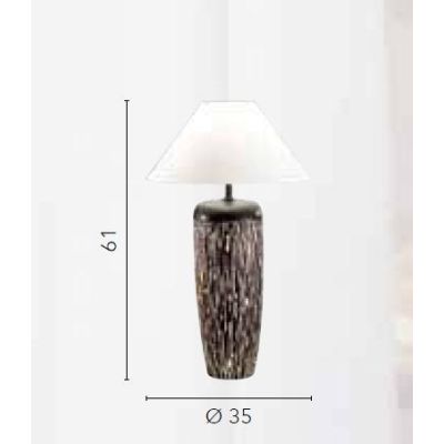 SAVANA LAMPADA DA TAVOLO IN CERAMICA CON DECORO ETNICO H60 CM MODERNA LAMPADINA ATTACCO E27