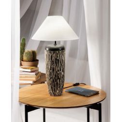 SAVANA LAMPADA DA TAVOLO IN CERAMICA CON DECORO ETNICO H60 CM MODERNA LAMPADINA ATTACCO E27