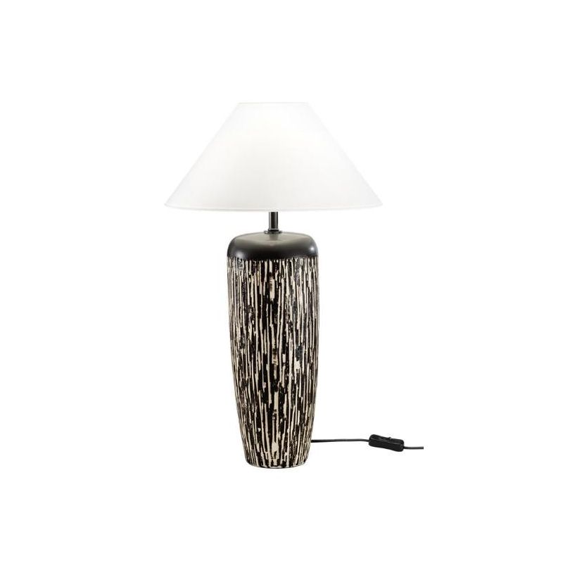 SAVANA LAMPADA DA TAVOLO IN CERAMICA CON DECORO ETNICO H60 CM MODERNA LAMPADINA ATTACCO E27