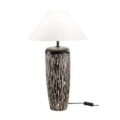 SAVANA LAMPADA DA TAVOLO IN CERAMICA CON DECORO ETNICO H60 CM MODERNA LAMPADINA ATTACCO E27