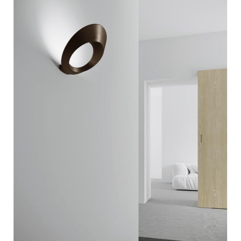 OLO LAMPADA DA PARETE OVALE IN ALLUMINIO FINITURA BRONZO LED 33W LUCE 3000K MODERNA