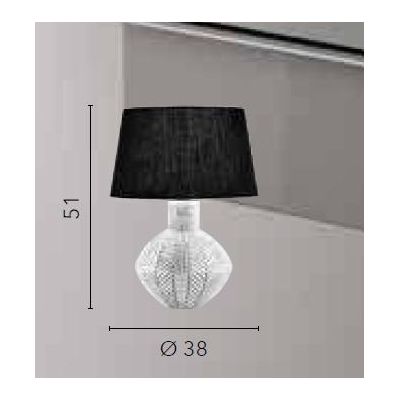 LAMPADA DA TAVOLO H50 CM IN CERAMICA BIANCA DECORATA CON PARALUME NERO MODERNA LAMPADINA ATTACCO E27