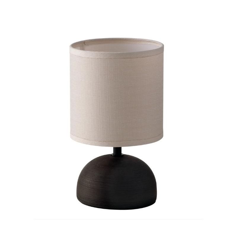 LAMPADA DA TAVOLO IN CERAMICA COLORATA 5 FINITURE CON PARALUME IN TESSUTO LAMPADINA ATTACCO E14