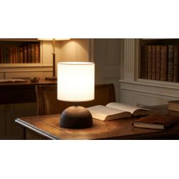 LAMPADA DA TAVOLO IN CERAMICA COLORATA 5 FINITURE CON PARALUME IN TESSUTO LAMPADINA ATTACCO E14 2
