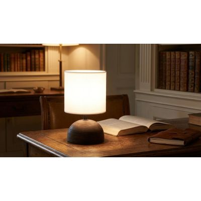 LAMPADA DA TAVOLO IN CERAMICA COLORATA 5 FINITURE CON PARALUME IN TESSUTO LAMPADINA ATTACCO E14