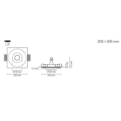 SPLASH INCASSO IN GESSO VERNICIABILE CM 20X20 LAMPADINA ATTACCO GU10 MODERNO
