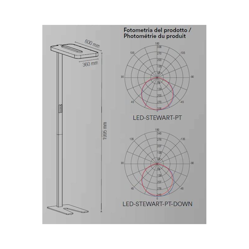 STEWART PIANTANA DA UFFICIO LED 96W LUCE 5000K DIMMERABILE TOUCHSCREEN SENSORE MOVIMENTO BIEMISSIONE LUCE MODERNA