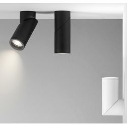 FARETTO A PLAFONIERA ORIENTABILE IN ALLUMINIO BIANCO E NERO CON LAMPADINA GU10 DESIGN MODERNO