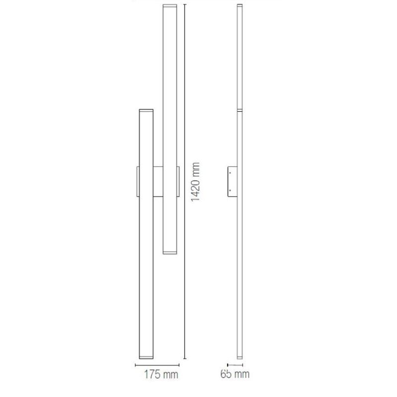 LAMPADA DA ESTERNO LUCE INDIRETTA LED 47W LUCE CCT 3000K-4000K IP65 ALLUMINIO CORTEN MODERNA