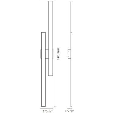 LAMPADA DA ESTERNO LUCE INDIRETTA LED 47W LUCE CCT 3000K-4000K IP65 ALLUMINIO CORTEN MODERNA