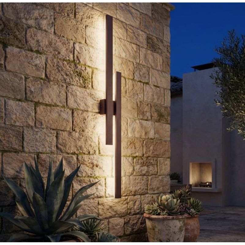 LAMPADA DA ESTERNO LUCE INDIRETTA LED 47W LUCE CCT 3000K-4000K IP65 ALLUMINIO CORTEN MODERNA