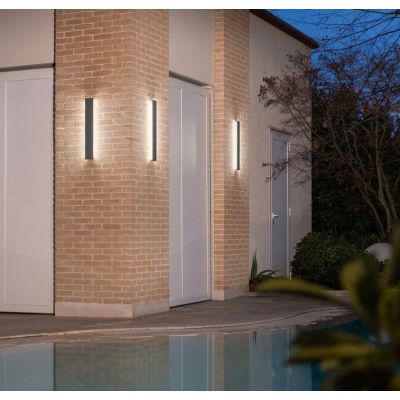 APPLIQUE DA ESTERNO LUCE LATERALE LED LUCE 4000K IP65 ALLUMINIO ANTRACITE 2 MISURE MODERNA