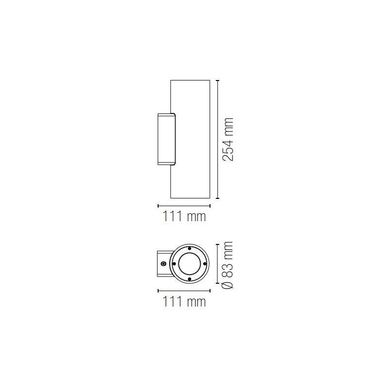 PORTLAND APPLIQUE CILINDRO DA ESTERNO IN CEMENTO IP65 BIEMISSIONE LAMPADINE ATTACCO GU10 MODERNA