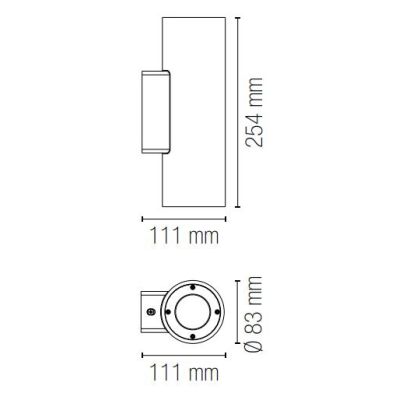 PORTLAND APPLIQUE CILINDRO DA ESTERNO IN CEMENTO IP65 BIEMISSIONE LAMPADINE ATTACCO GU10 MODERNA