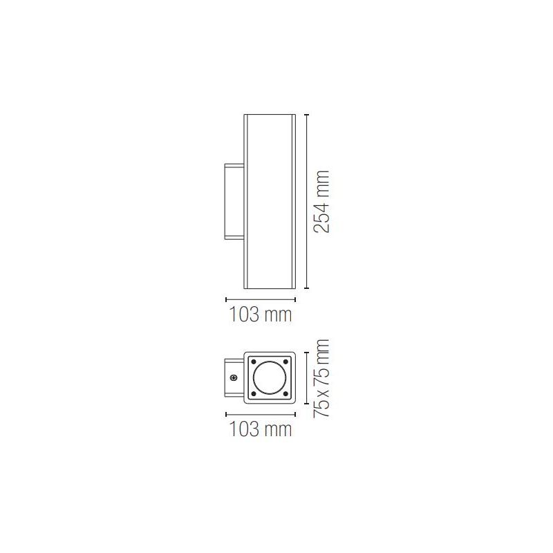APPLIQUE SQUADRATA DA ESTERNO IN CEMENTO IP65 BIEMISSIONE LAMPADINE ATTACCO GU10 MODERNA