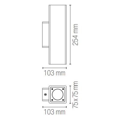 APPLIQUE SQUADRATA DA ESTERNO IN CEMENTO IP65 BIEMISSIONE LAMPADINE ATTACCO GU10 MODERNA